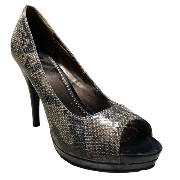 Rampage Womens Gracee Peep Toe 4" Platform Pump Heel Black Snakeprint Shoe - Picture 3 of 13